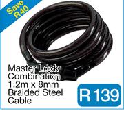 Master Lock Combination 1.2m x 8mm Braided Steel Cable 