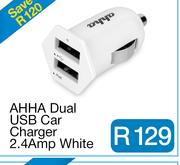AHHA Dual USB Car Charger 2.4Amp White