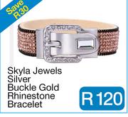 Skyla Jewels Silver Buckle Gold Rhinestone Bracelet