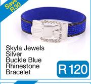 Skyla Jewels Silver Buckle Blue Rhinestone Bracelet