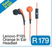 Lenovo P165 Orange In Ear Headset