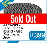 Wagworld - Lazy Lounger Round - Geo Charcoal & Grey