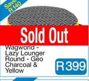 Wagworld - Lazy Lounger Round - Geo Charcoal & Yellow