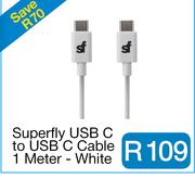 Superfly USB C to USB C Cable 1 Meter - White