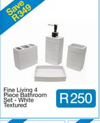 Fine Living 4 Piece Bathroom Set - White Textured