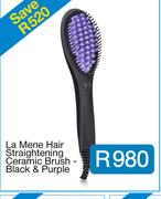 La Mene Hair Straightening Ceramic Brush - Black & Purp