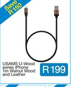 USAMS U-Wood series iPhone 1m Walnut Wood and Leather L