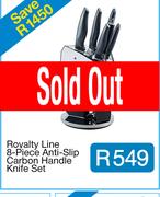 Royalty Line 8-Piece Anti-Slip Carbon Handle Knife Set 