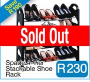 Spade 4-Tier Stackable Shoe Rack 
