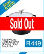 Royalty Line 24cm Ceramic Coating Deep Stock Pot with G