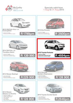McCarthy Call-A-Car (1 Aug - 31 Aug 2015), page 1