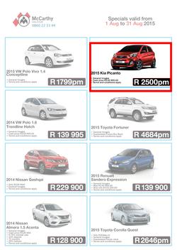 McCarthy Call-A-Car (1 Aug - 31 Aug 2015), page 1