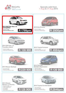 McCarthy Call-A-Car (1 Aug - 31 Aug 2015), page 1